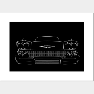 1958 Chevy Impala - front stencil, white Posters and Art